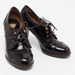 Pre Owned Chloe Black Patent Leather Lace-Up Derby Ankle Boots Size 40