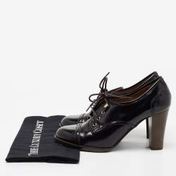 Pre Owned Chloe Black Patent Leather Lace-Up Derby Ankle Boots Size 40