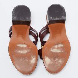Chloe Burgundy Leather Rony Block Heel Sandals Size 39