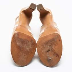 Chloe Beige/White Snakeskin Embossed And Leather Slingback Sandals Size 38.5