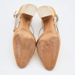 Chloe Metallic Gold Leather Block Heel Ankle Strap Sandals Size 39.5