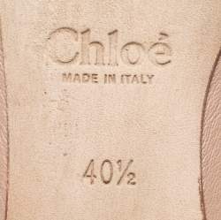 Pre Owned Chloé Beige Leather Lauren Scalloped Ballet Flats Size 40.5