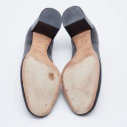 Pre Owned Chloe Black Leather Lauren Scallop Trim Block Heel Pumps Size 38