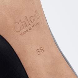 Pre Owned Chloe Black Leather Lauren Scallop Trim Block Heel Pumps Size 38