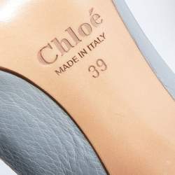Pre Owned Chloe Grey Leather Buckle Peep Toe Pumps Size 39