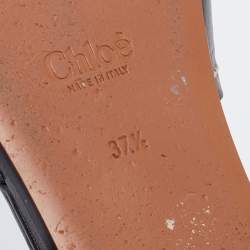 Pre Owned Chloe Black Leather Twist Candice Flat Slide Sandals Size 37.5