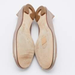 Pre Owned Chloe Metallic Beige Leather Ballet Flats Size 39