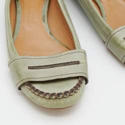 Pre Owned Chloe Light Green Leather Ballet Flats Size 39.5