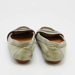 Pre Owned Chloe Light Green Leather Ballet Flats Size 39.5