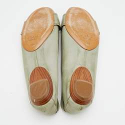 Pre Owned Chloe Light Green Leather Ballet Flats Size 39.5