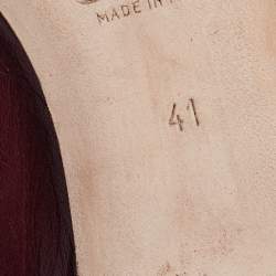 Pre Owned Chloe Burgundy Scalloped Leather Lauren Ballet Flats Size 41