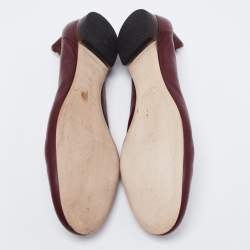 Pre Owned Chloe Burgundy Scalloped Leather Lauren Ballet Flats Size 41