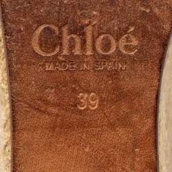 Pre Owned Chloe Brown Leather Lauren Wedge Espadrille Platform Sandals Size 39