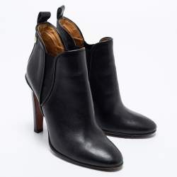 Pre Owned Chloe Black Leather Ankle Booties Size 40