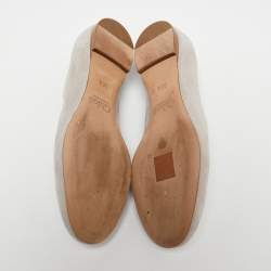 Pre Owned Chloe Light Grey Scalloped Suede Lauren Ballet Flats Size 35.5