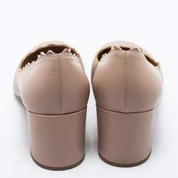 Pre Owned Chloe Dusty Pink Scalloped Leather Lauren Pumps Size 39