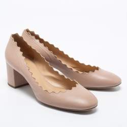 Pre Owned Chloe Dusty Pink Scalloped Leather Lauren Pumps Size 39