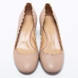 Pre Owned Chloe Dusty Pink Scalloped Leather Lauren Pumps Size 39