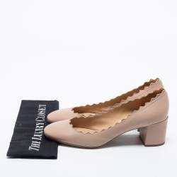Pre Owned Chloe Dusty Pink Scalloped Leather Lauren Pumps Size 39