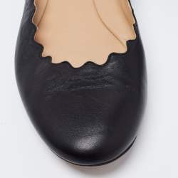 Pre Owned Chloe Black Scalloped Leather Lauren Ballet Flats Size 39