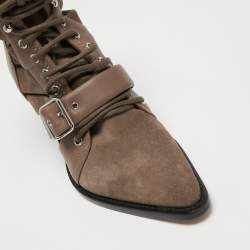 Pre Owned Chloé Rylee Brown Suede And Leather Buckled Ankle Boots Size 40