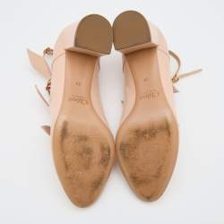 Pre Owned Chloe Beige Leather Three Bows Mike Ankle Strap Pumps Size 38