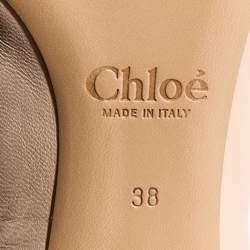 Pre Owned Chloe Beige Leather Three Bows Mike Ankle Strap Pumps Size 38