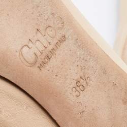 Pre Owned Chloe Beige Leather Lauren Scalloped Ballet Flats Size 36.5