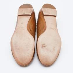 Pre Owned Chloe Metallic Brown Snakeskin Embossed Leather Lauren Ballet Flats Sie 37