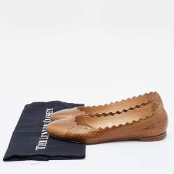 Pre Owned Chloe Metallic Brown Snakeskin Embossed Leather Lauren Ballet Flats Sie 37