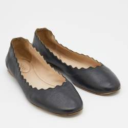 Chloe Black Leather Lauren Ballet Flats Size 37