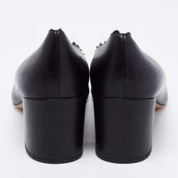 Pre Owned Chloe Black Scalloped Leather Lauren Block Heel Pumps Size 41