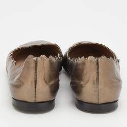 Pre Owned Chloe Metallic Brown Leather Lauren Scalloped Ballet Flats Size 37