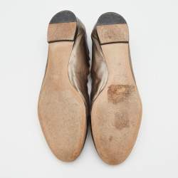 Pre Owned Chloe Metallic Brown Leather Lauren Scalloped Ballet Flats Size 37