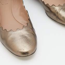 Pre Owned Chloe Metallic Brown Leather Lauren Scalloped Ballet Flats Size 37