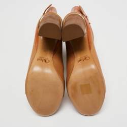 Pre Owned Chloè Brown Leather Ankle Length Boots Size 37