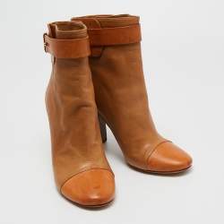 Pre Owned Chloè Brown Leather Ankle Length Boots Size 37