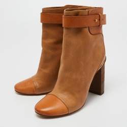 Pre Owned Chloè Brown Leather Ankle Length Boots Size 37