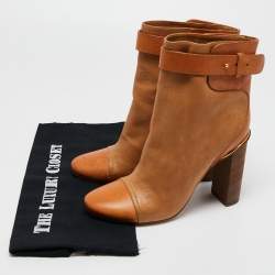 Pre Owned Chloè Brown Leather Ankle Length Boots Size 37