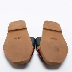 Pre Owned Chloe Multicolor Python Embossed and Croc Embossed Leather Flat Slides Size 37