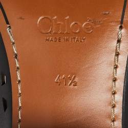 Pre Owned Chloe Black Laser Cut Out Leather Block Heel Pumps Size 41.5