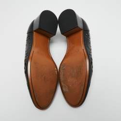 Pre Owned Chloe Black Laser Cut Out Leather Block Heel Pumps Size 41.5