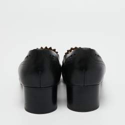 Pre Owned Chloe Black Laser Cut Out Leather Block Heel Pumps Size 41.5