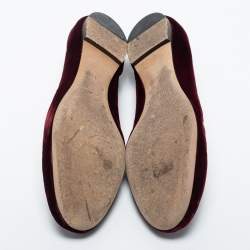 Pre Owned Chloe Burgundy Velvet Scalloped Edge Ballerina Ballet Flats Size 41