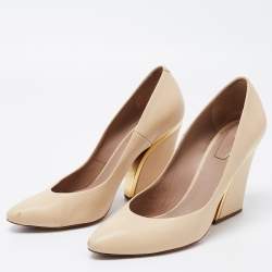 Pre Owned Chloe Beige Leather Beckie Pumps Size 38