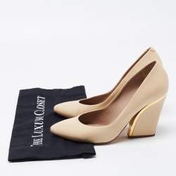 Pre Owned Chloe Beige Leather Beckie Pumps Size 38