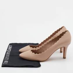 Pre Owned Chloe Beige Leather Lauren Scallop Trim Pumps Size 40