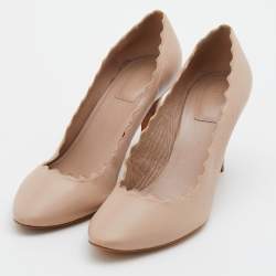 Pre Owned Chloe Beige Leather Lauren Scallop Trim Pumps Size 40