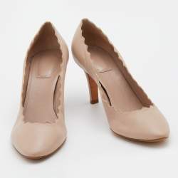 Pre Owned Chloe Beige Leather Lauren Scallop Trim Pumps Size 40