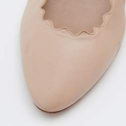 Pre Owned Chloe Beige Leather Lauren Scallop Trim Pumps Size 40